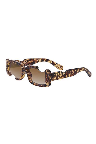 Tessero Ochelari de soare dama, retro dreptunghiulari cu decupaj, protectie UV400, Tessero, maro