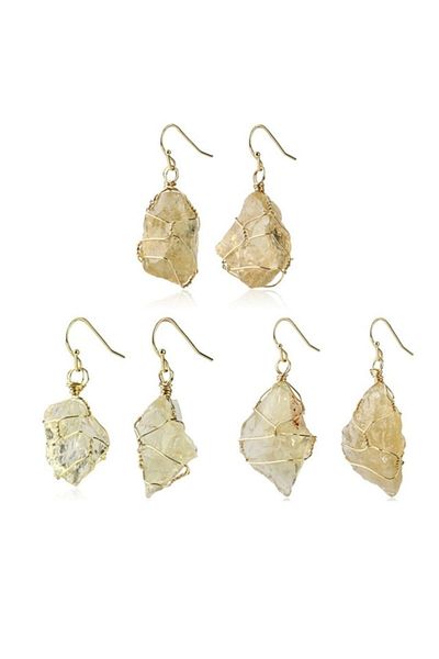 animis beauty Citrine earrings made of natural semi-precious raw stones