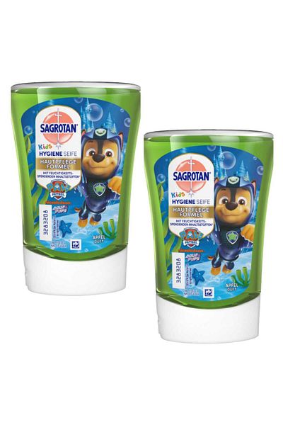 Dettol Set of 2 Sagrotan Kids No Touch antibacterial liquid soap refills with Apple for the automatic dispenser