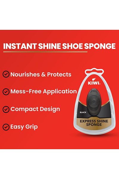 Kiwi Express Shine Sponge- For Black Colours - Shine Sponge with 5ml Liquid - Pack of 5