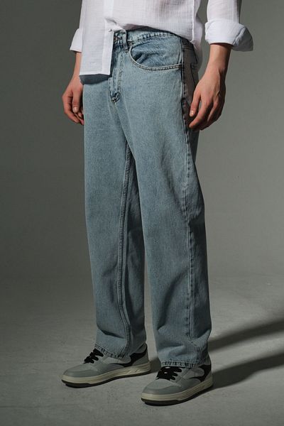 Domoda "100% Cotton Jean Fabric Straight Leg Casual Baggy Men's Pants @Mantova
