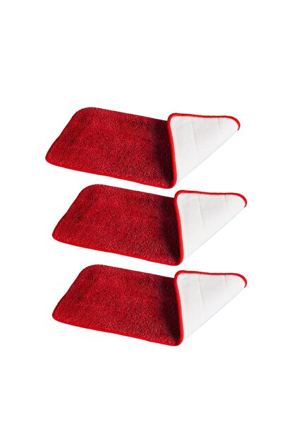 SUPER TRENDS Set 3 x Rezerva Mop SUPER TRENDS®, Laveta Microfibra, Putere Mare de Absorbtie, Rosu