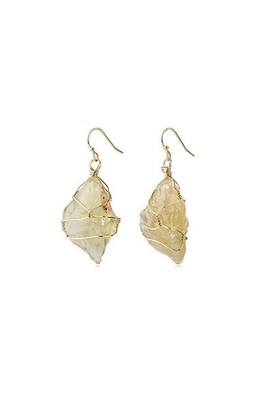 animis beauty Citrine earrings made of natural semi-precious raw stones