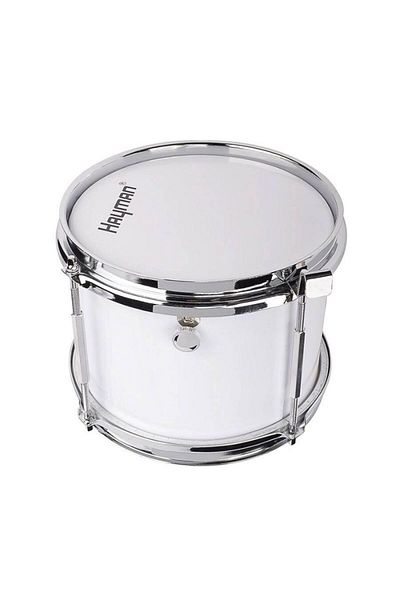 Hayman JSD008WH Premier marching band snare drum white 8” straps sticks