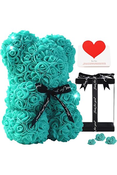 SUPER TRENDS Ursulet din Trandafiri de Spuma Premium SUPER TRENDS®, 25 Cm, Extra Flori, Urs Lucrat Manual, Cutie