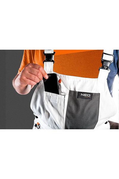 NEO Pantaloni De Lucru Cu Pieptar, Salopeta, Alb, Model Hd, Marimea Ld/54,