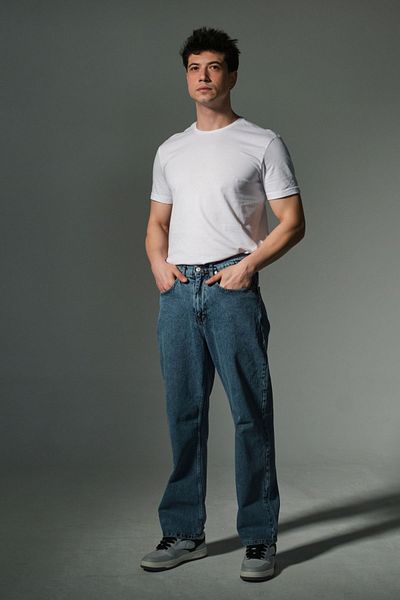 Domoda "100% Cotton Jean Fabric Straight Leg Casual Baggy Men's Pants @Mantova
