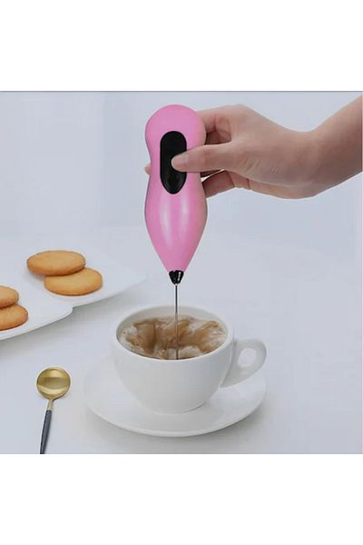 ABYZ Mixer electric de spumă de cafea cu baterii roz