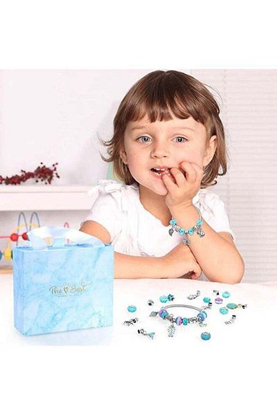 fulina 63-piece beaded bracelet set, various shapes, bright colors, for DIY creation or gift giving, blue