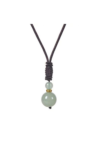 Tessero Textile cord necklace with natural stone pendant, handmade, unisex, Tessero, light green