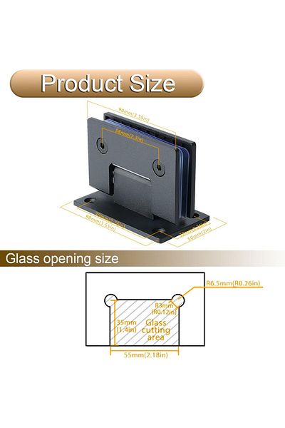 ALİSE Alise Glass Shower Door Hinges - Heavy Duty Stainless Steel, 90 Degree Wall to Glass, Frameless Show