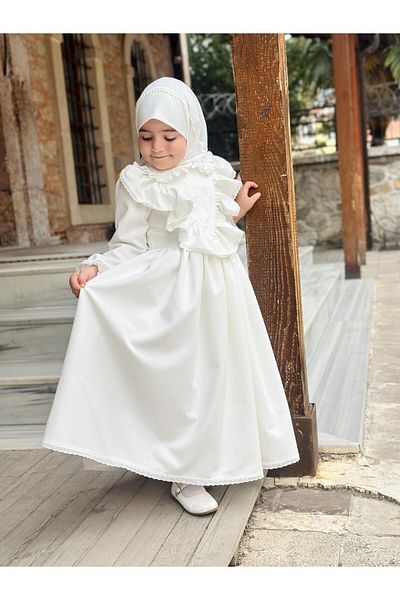 Hly Karol Tasarım Ayperi Girl's Hijab Dress Ceremonial Dress, Hijab Suit Suitable for 3-12 Years Old
