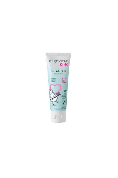 GEROVITAL Pasta de dinti, protectie impotriva cariilor, 2-6 ani, 50ml, Gerovital Kids