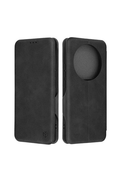 SKYDDAR INNOVATION Husă pentru Realme 12 Pro / 12 Pro+, portofel securizat, piele ecologică, închidere magnetică, neagră, set de autocolante