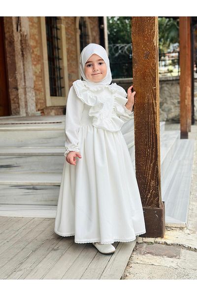 Hly Karol Tasarım Ayperi Girl's Hijab Dress Ceremonial Dress, Hijab Suit Suitable for 3-12 Years Old