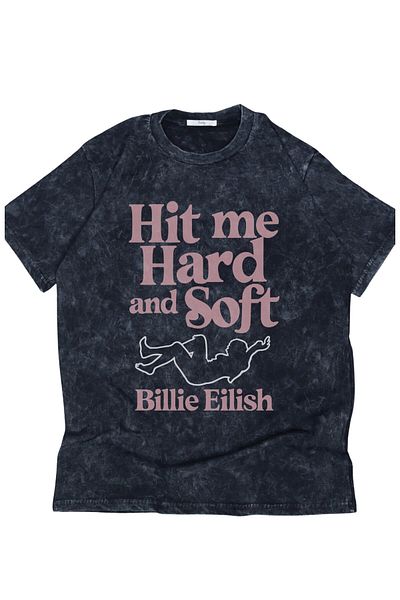 Fuddy Moda Υπερμεγέθη Hit Me Hard And Soft Written Washable T-Shirt, Unisex Billie Eilish Vintage T-Shirt