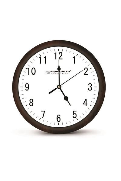 ESPERANZA Esperanza wall clock EHC015W, Los Angeles model, brown dial, white background, 30 cm