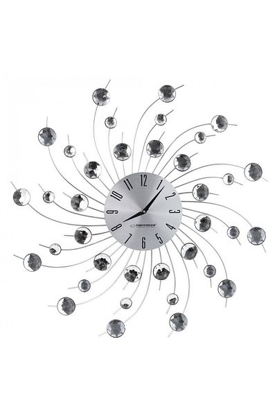 ESPERANZA Esperanza Geneva EHC004 wall clock, 50 cm diameter, Crystal elements, Silver