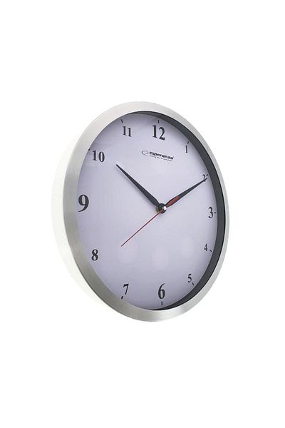 ESPERANZA Esperanza EHC009W Detroit wall clock, silver dial, white background, 305x40mm