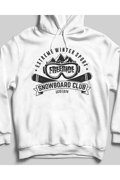 Pisa Art Unisex White Snowboard Hoodless Sweatshirt without Pocket
