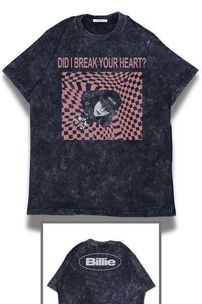 Fuddy Moda Oversize Did I Break Your Heart Μπλουζάκι με στάμπα που πλένεται, Unisex μπλουζάκι με θέμα Billie Eilish