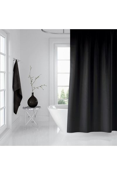Tropikhome Perdea de duș cu 12 inele, dimensiune 180x200cm, neagră