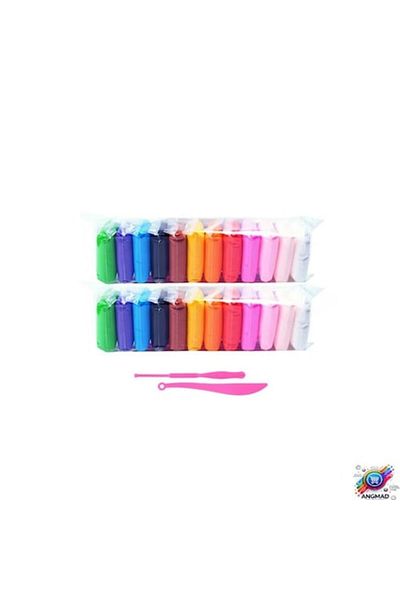 Toys4kids Set plastilina pasta ANGMAD, 12 buc, ambalate individual, si 2 ustensile pentru modelare, multicolor