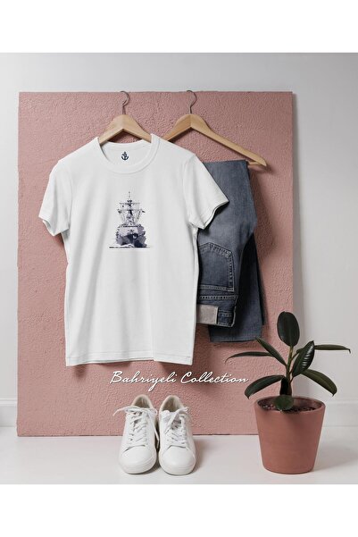 Bahriyeli Collection تي شيرت للجنسين بتصميم سفينة حربية كبيرة الحجم