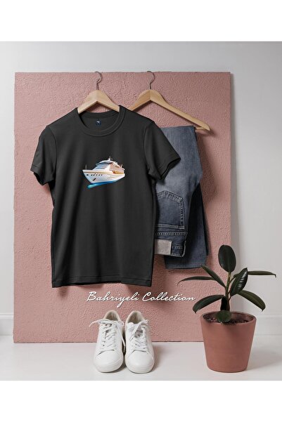 Bahriyeli Collection تي شيرت للجنسين بتصميم ركاب كبير الحجم - سفينة كروز