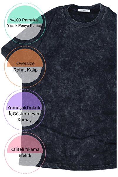 Fuddy Moda Unisex Blue Be Star Billie Sleeve εμπριμέ πλενόμενο μπλουζάκι, υπερμεγέθη Billie Eilish με θέμα Vintage T-shirt