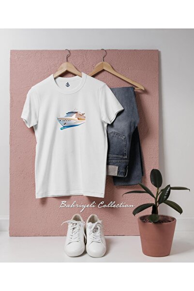 Bahriyeli Collection تي شيرت للجنسين بتصميم ركاب كبير الحجم - سفينة كروز