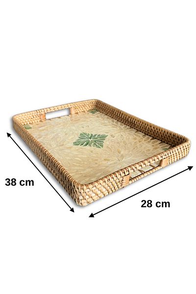 Coconut Products by jda Green Flower Design Coated Rectangular Tray