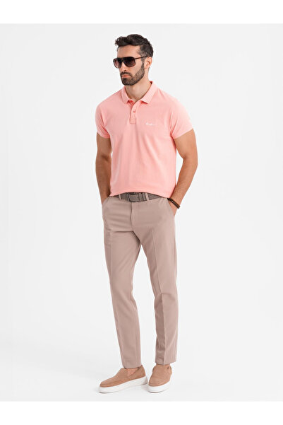 OMBRE Cotton pique knit polo shirt - pink V5 OM-POSS-0103 S