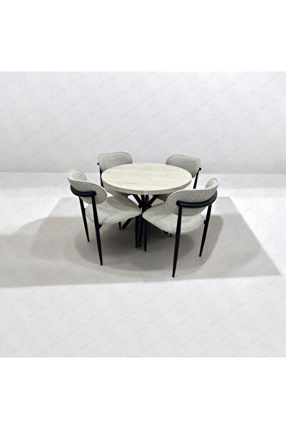 ROYALİSA TABLE CHAİR ROYALİSA TRAVERTEN LARA 4 KİŞİLİK MUTFAK MASASI TAKIMI