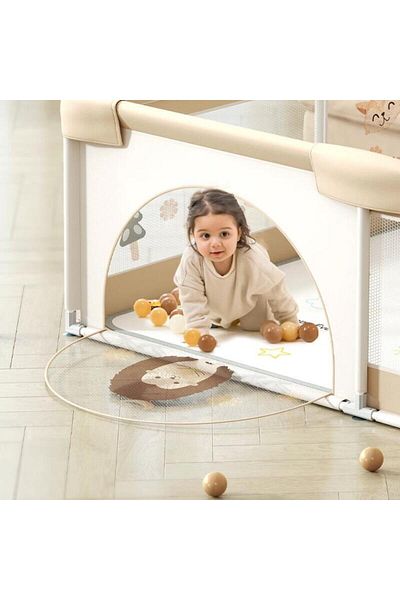 SMARTECH Playpen for children, activity center, indoor and outdoor use, with protective net, door, mat and ba