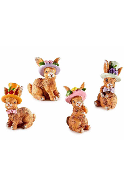 Decorer Set 4 figurine Iepurasi Pasta polirasina multicolora 2.5x2x4.5 cm