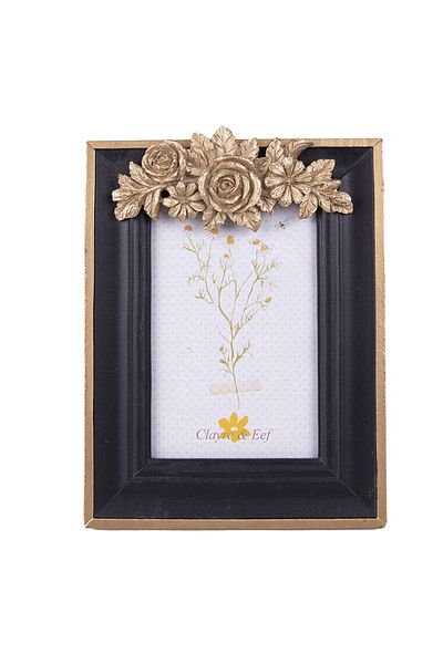 Clayre & Eef Photo frame for wall, MDF black gold 16x1x21 cm, 10x15 cm