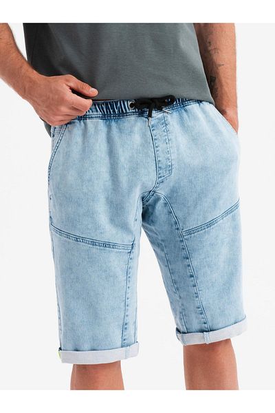 OMBRE Kurze Herren-Jeansshorts mit Ziernähten - Hellblau V2 OM-SRDS-0135 L