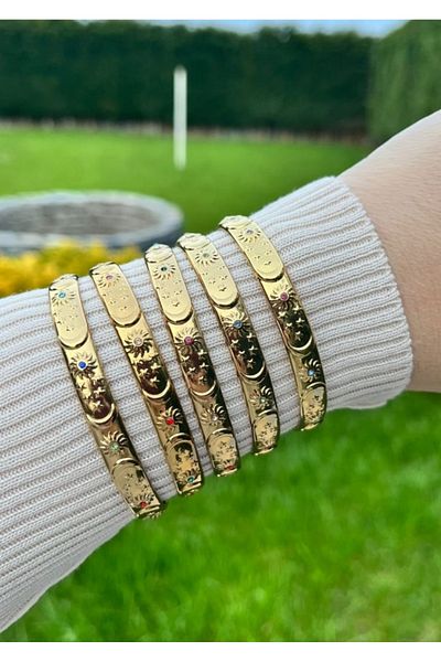 RoseCo00 Steel Moon and Star Adjustable Bracelet