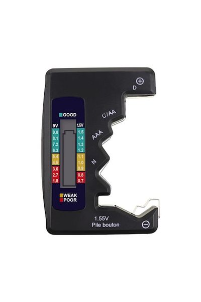 SUPER TRENDS Tester Baterii SUPER TRENDS® 1,5 V-9 V, D, C, AA, AAA, N, Ecran LCD, Negru