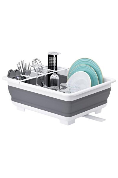 SUPER TRENDS Foldable Dish Drying Rack for Utensils & Glasses with Drainer Premium SUPER TRENDS®, Durable Silico