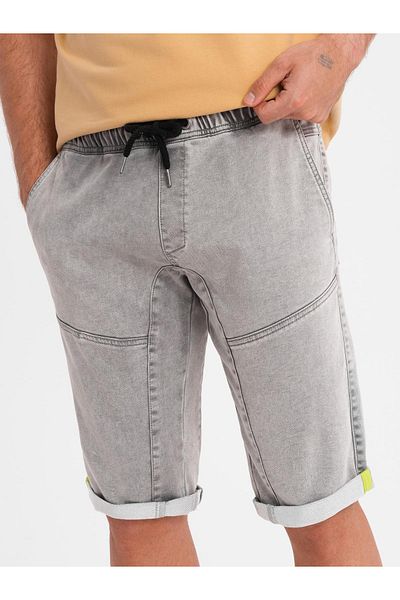 OMBRE Herren Jeansshorts mit Ziernähten - Hellgrau V1 OM-SRDS-0135 M