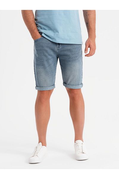 OMBRE Herren Jeansshorts mit hochgekrempeltem Bein - hellblau V1 OM-SRDS-0164 S