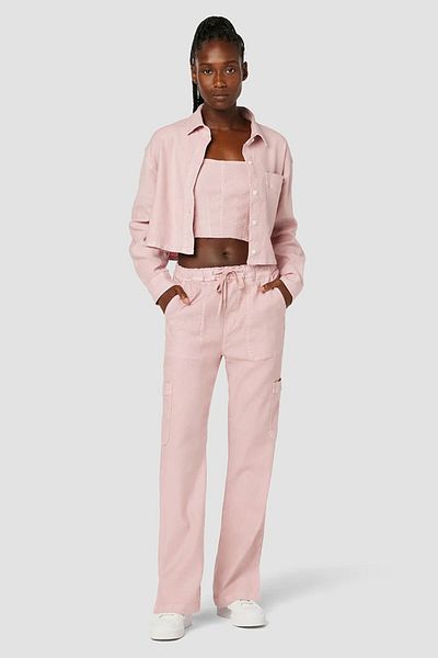 Hudson Oversized Crop Shirt - - Pink, M