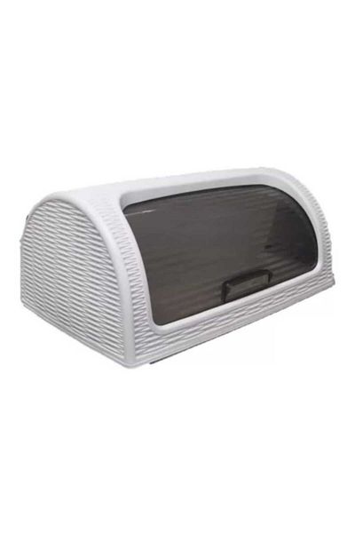 ABYZ White plastic rattan bread storage box