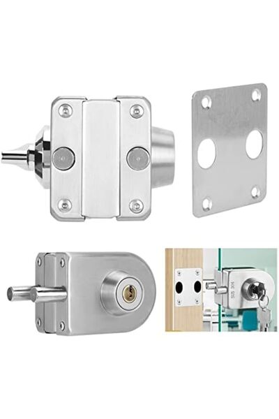 Generic Glass Door Lock, 304 Stainless Steel Lock Heavy Duty Frameless with Keys, No Need to Drilling on Gla