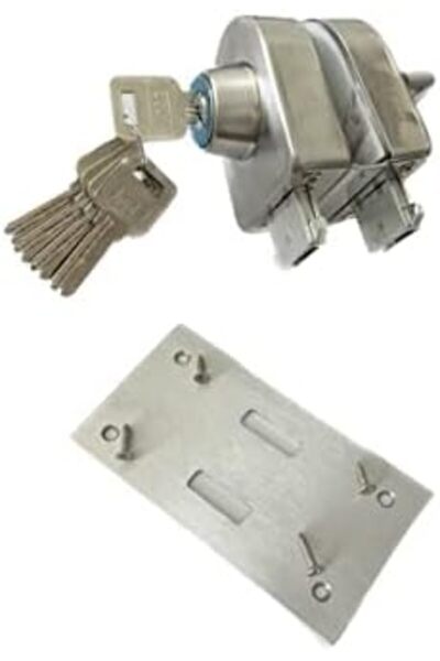 Generic Glass Door Lock, 304 Stainless Steel Heavy Duty Frameless Glass Door Lock with Keys
