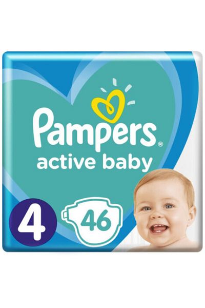 Pampers Scutece Active Baby, Marimea 4, 9-14 Kg, 46 Buc