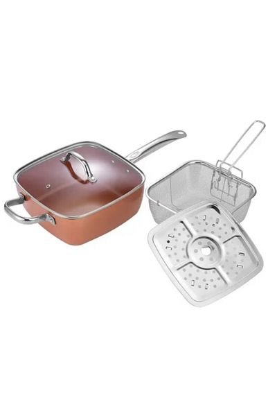 Rovitech Multifunctional pan set with non-stick surface, copper, fryer, for oven, 24x24x10 cm