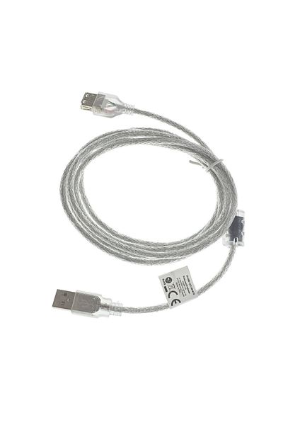 Lanberg Cablu prelungitor USB 2.0 tata la USB 2.0 mama, Lanberg 41378,cu ferita,lungime 180 cm,transparent